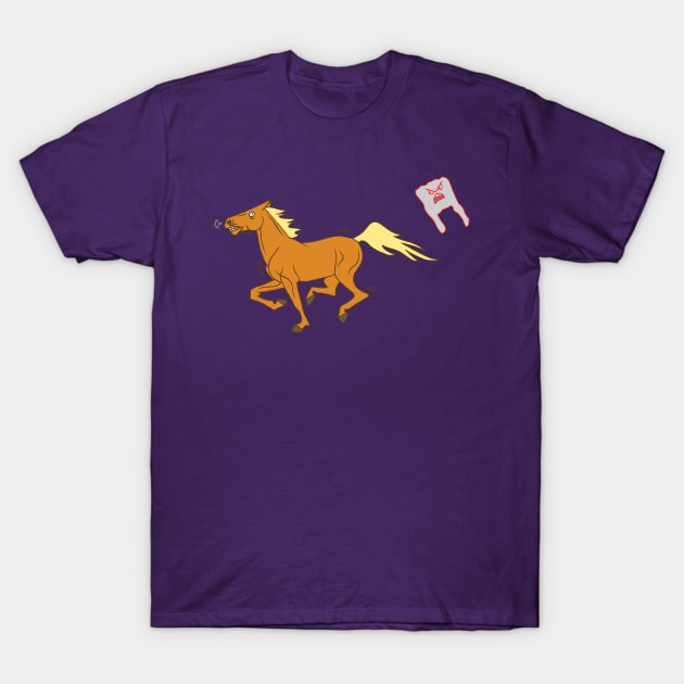 Funny Spooky Plastic Bag Ghost Chases Horse On Halloween, What A Nightmare T-Shirt by Nuclear Red Headed Mare